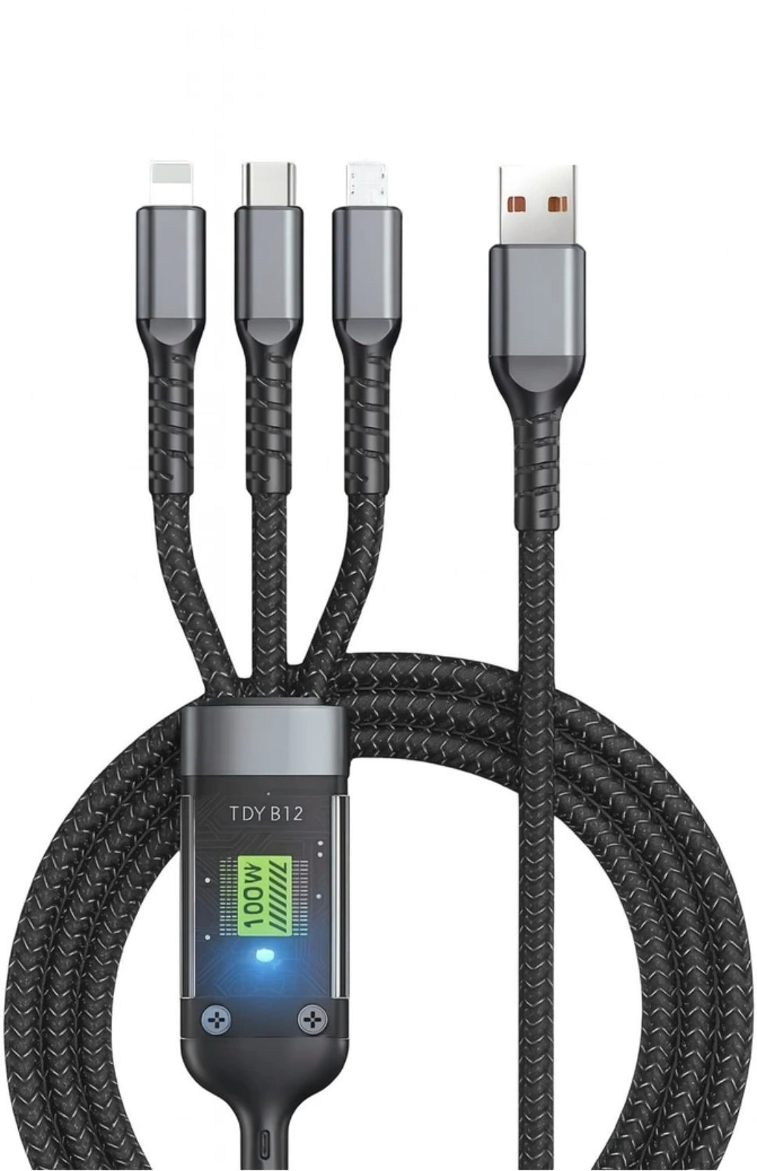 RNP 3 in 1 USB Fast Charging USB Cable with Type C, Micro USB Port, Compatible with iPhone, iPad, Samsung, OnePlus, Mi, Oppo, Vivo, Xiaomi,
