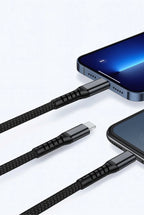 RNP 3 in 1 USB Fast Charging USB Cable with Type C, Micro USB Port, Compatible with iPhone, iPad, Samsung, OnePlus, Mi, Oppo, Vivo, Xiaomi,